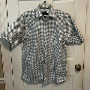 Aristide Pro Series Blue/white check short sleeve button up Size small